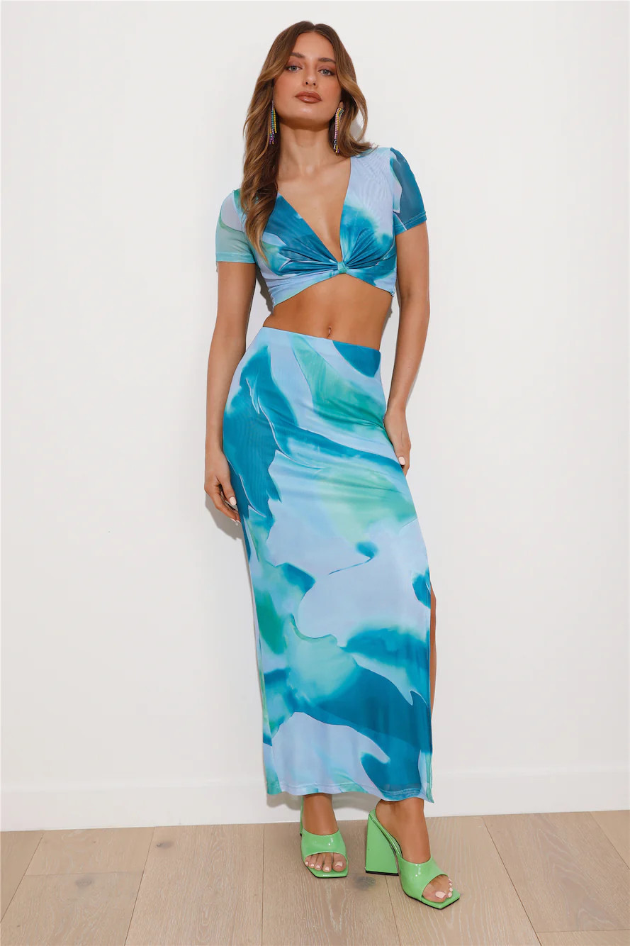 Festival Energy Mesh Maxi Skirt Blue | Hello Molly (AU)