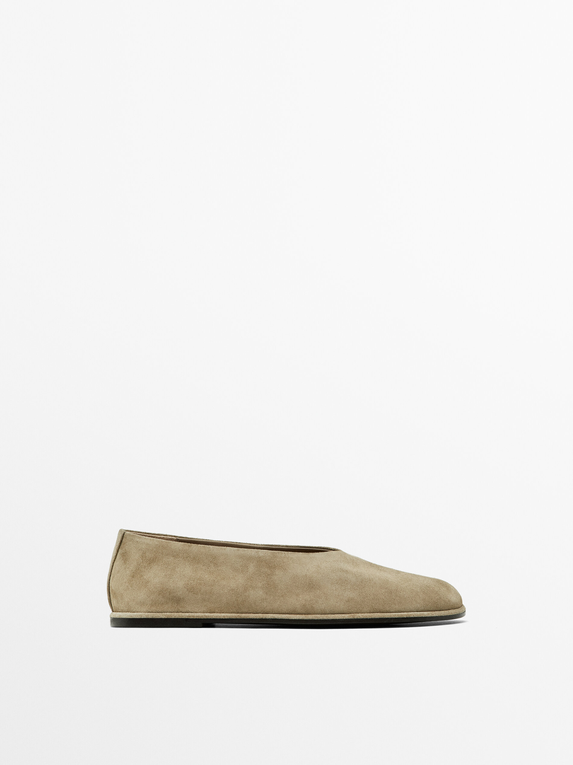 Soft split leather ballet flats | Massimo Dutti US