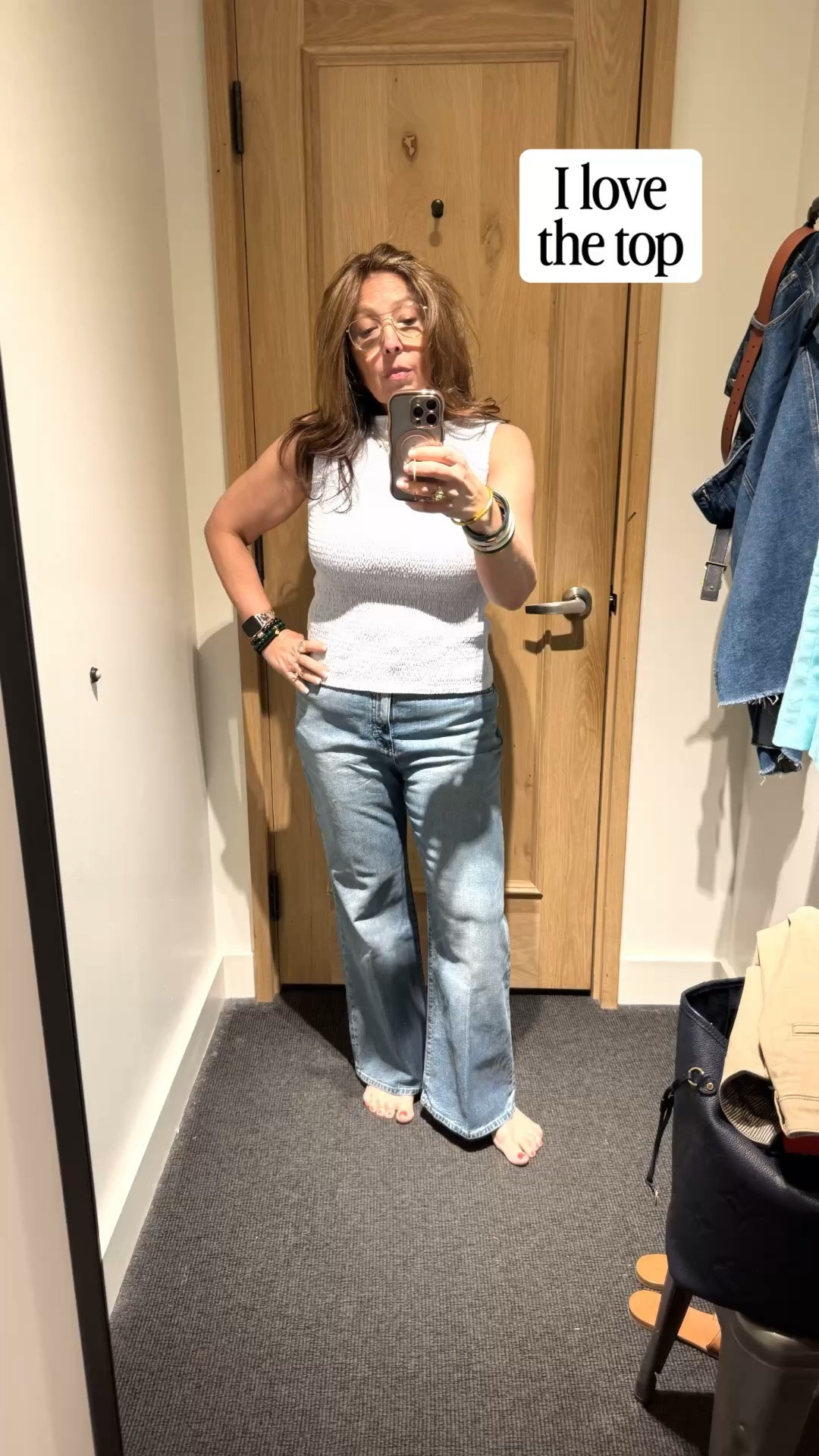 Love love love the top but prefer the red. Wearing a large. 
The jeans are the Charlie Kick Out. Love the fit not sure about the wash. 
I could size down to a 31. These jeans are stretchy and have a flare at the bottom. 

I’m Elisa, a wardrobe stylist, founder of Turnkey Style, and author of The Style Advantage: I Say What HR Can’t. I work with professionals and corporate teams to help them show up authentically, on brand, and with confidence. I’m also a mom of two grown boys, a wife, a post-menopausal woman in business, 5’4”, a size 14/16 on the bottom and L on top. I’ve been everything from a size 10–18+, which is why fit, function, and real life always come first.

#LTKootd #LTKSaleAlert #LTKPlusSize