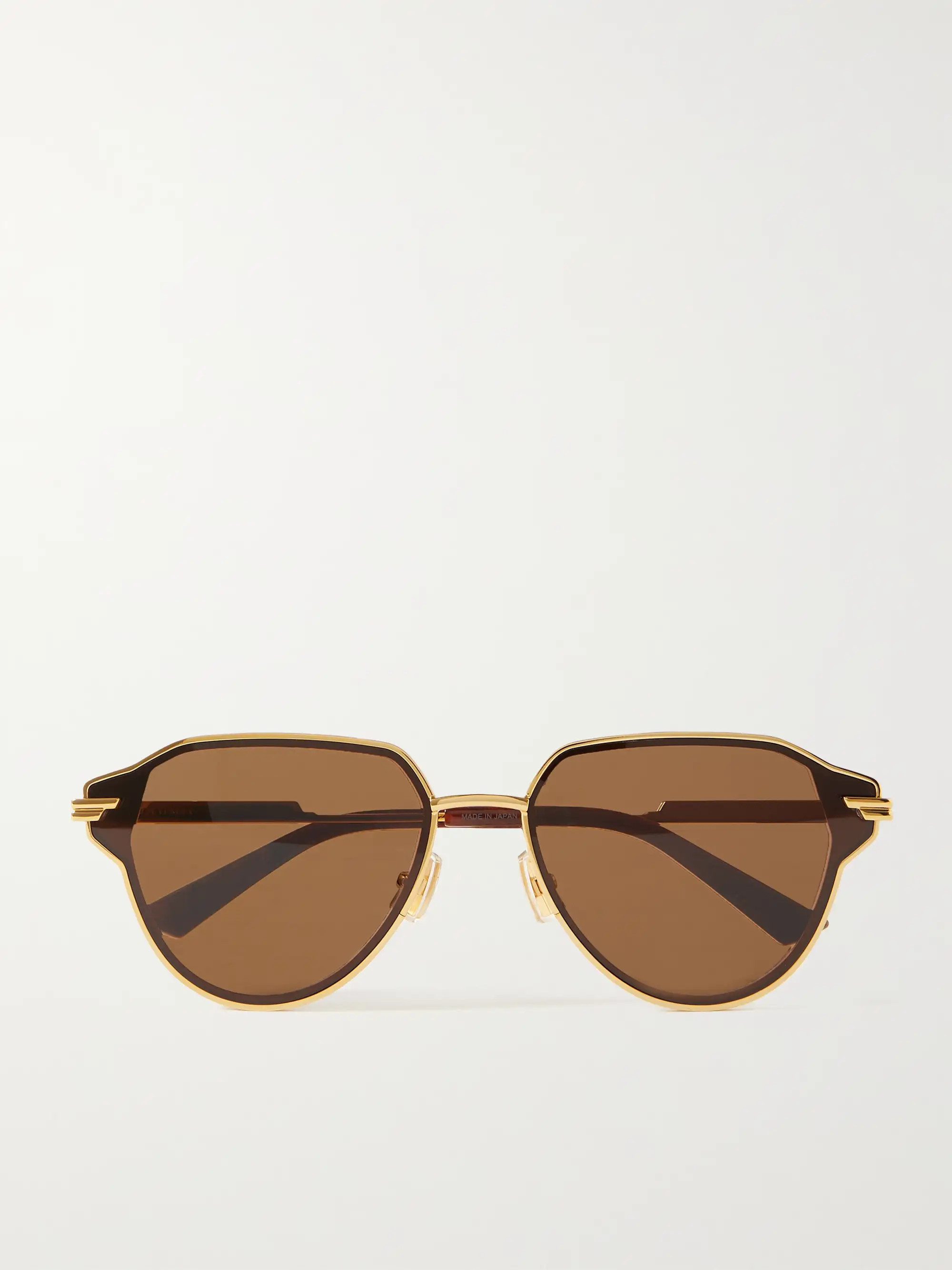 BOTTEGA VENETA EYEWEARGlaze round-frame gold-tone sunglasses | NET-A-PORTER (US)