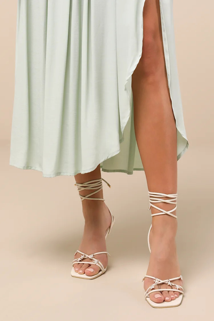 Marcelia Ivory Lace-Up High Heel Sandals | Lulus