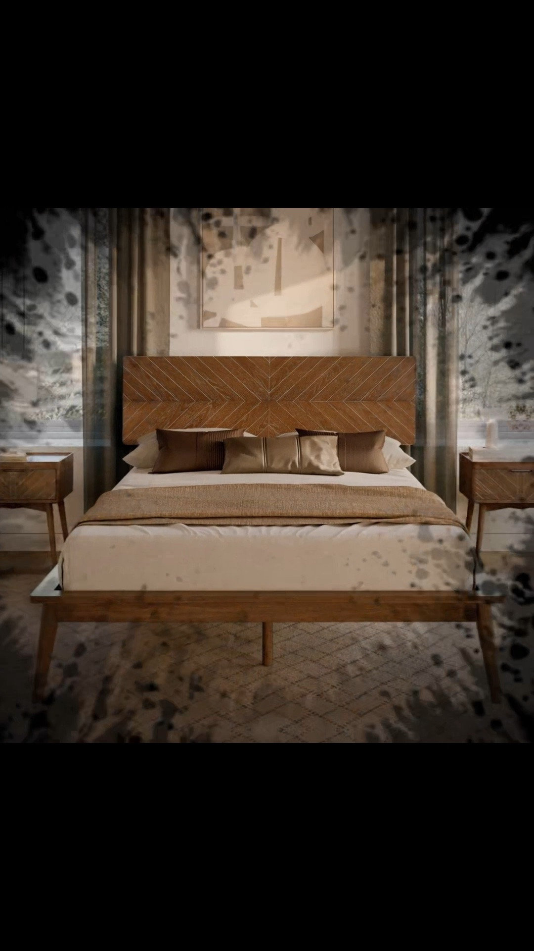 Loki Queen Bed Frame With 3D Chevron Headboard & Signature Tapered Legs, Premium Mid-century Modern Wood Platform Bed Frame, Low-profile Surround

#LTKPetite #LTKSaleAlert #LTKPlusSize