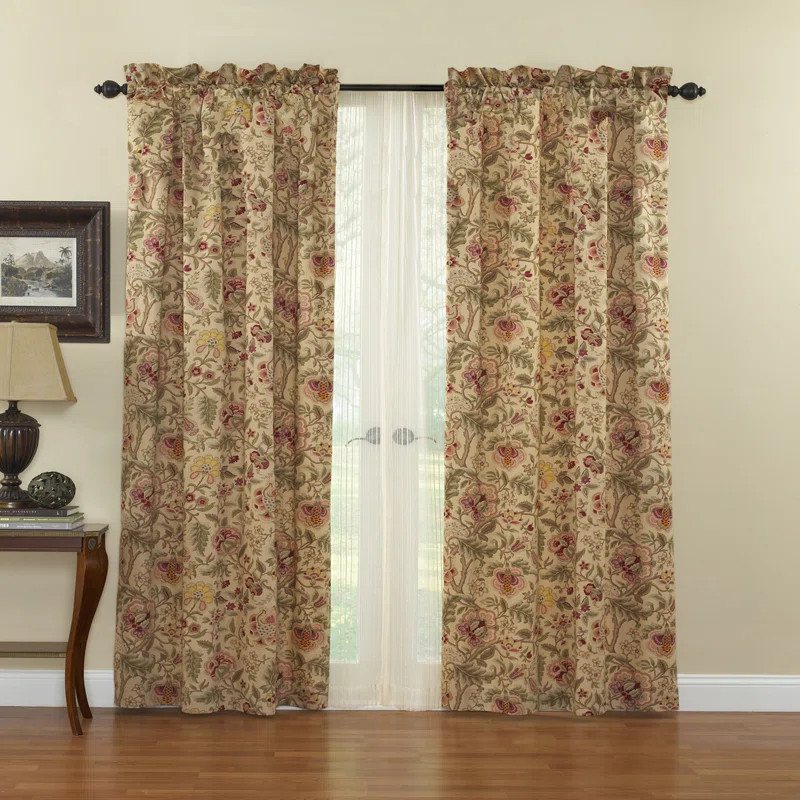 Imperial Dress Cotton Floral/Flower Rod Pocket Single Curtain Panel | Wayfair Professional