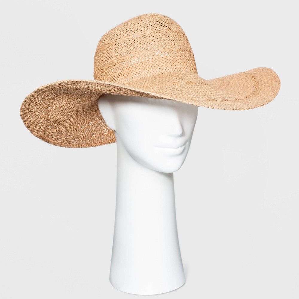 Women's Straw Floppy Hat - A New Day Coral, Pink/Brown | Target