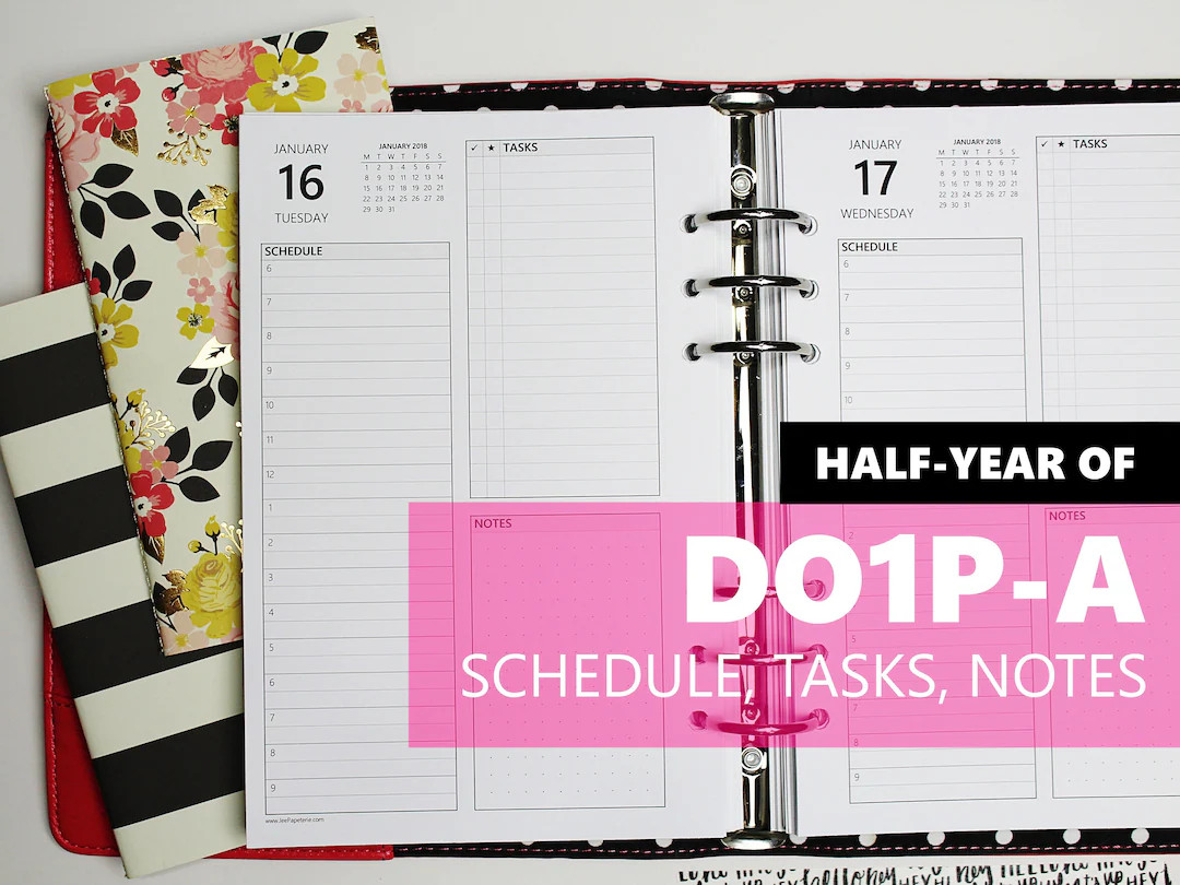 DO1P-A, HALF-YEAR of Daily Inserts-version A W/schedule, Tasks, Notes (multiple Sizes and Punch O... | Etsy (US)