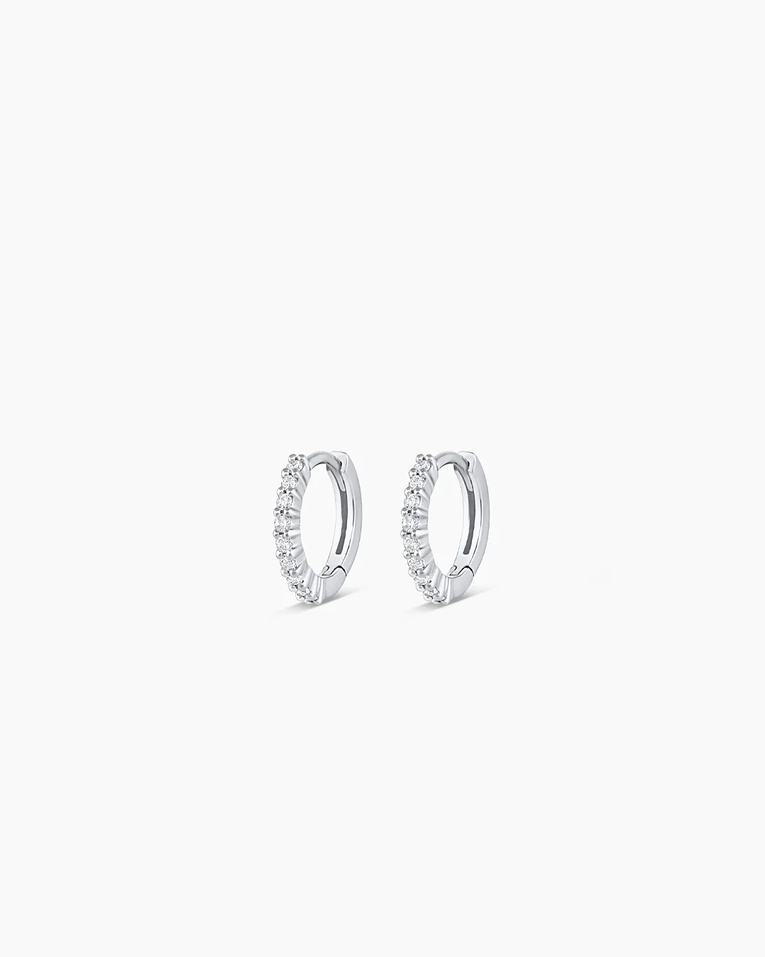 14k White Gold Diamond Pavé Huggies | Gorjana