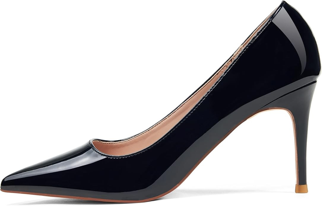 Elisabet Tang 3 in Classic Pointy Pull on Heeled Wedding Pumps - Comfortable Stiletto Closed Toe ... | Amazon (US)