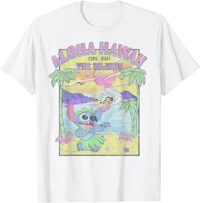 Disney Lilo & Stitch Aloha Hawaii Come Visit The Islands T-Shirt | Amazon (US)