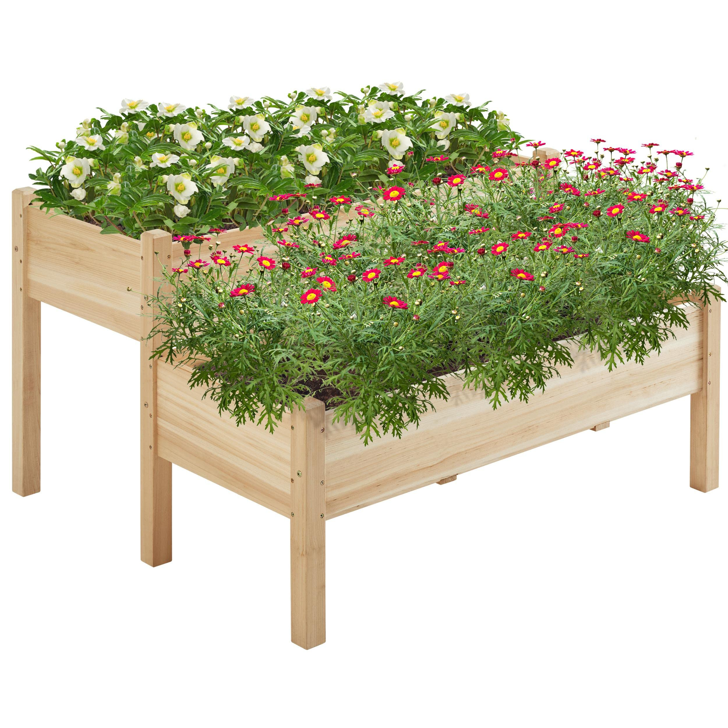 Yaheetech 47x41x30in Wooden Raised Garden Bed Horticulture Outdoor 2 Tiers Elevated Planter Grow ... | Amazon (US)
