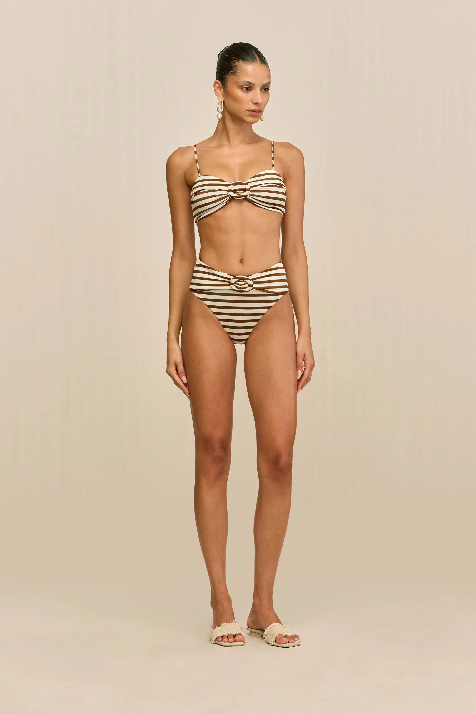 ALOUETTE BIKINI BOTTOM - SMALL SADDLE STRIPE | Cult Gaia - US