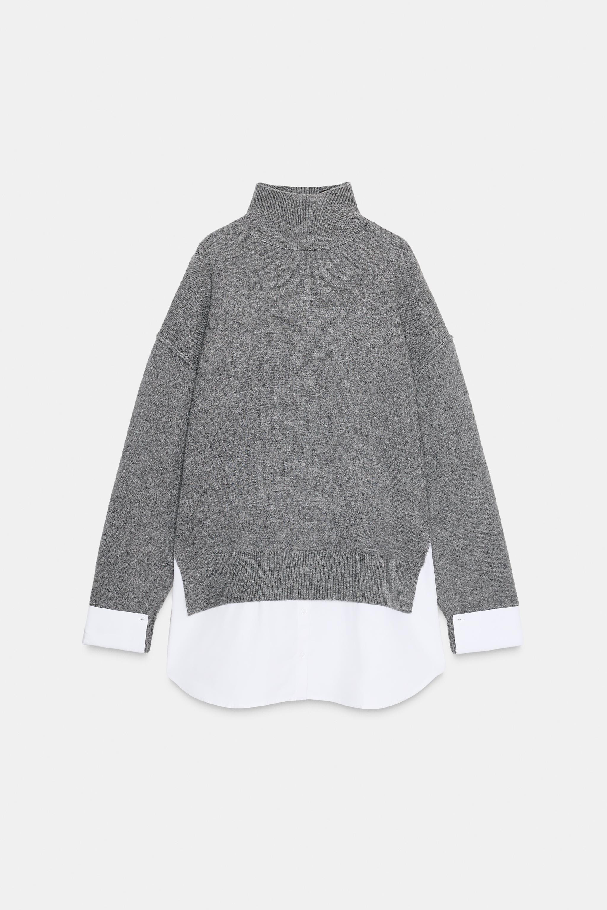 COMBINATION POPLIN KNIT SWEATER | Zara US