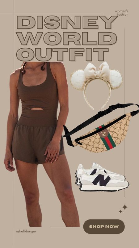 Active, luxury Disney World outfit

• active romper
• gold Disney Minnie Mouse ears 
• Gucci inspired Disney Fanny pack 
• New Balance sneakers

#LTKfindsunder100 #LTKActive #LTKtravel