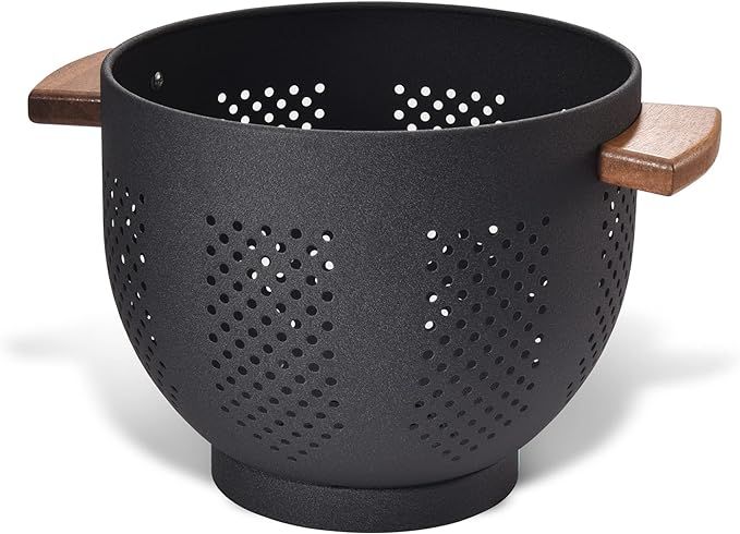 Metal Colander with Wood Handle and Stable Base, Powder Coated Steel Kitchen Strainer Basket for ... | Amazon (US)
