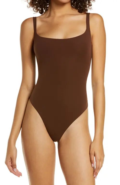 SKIMS Fits Everybody Square Neck Sleeveless Bodysuit in Cocoa at Nordstrom, Size Medium | Nordstrom