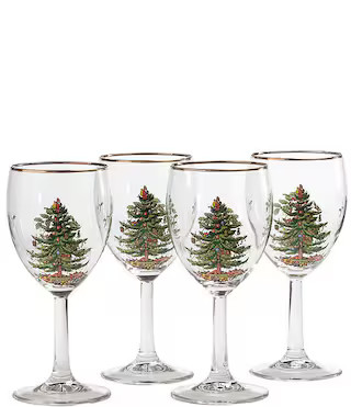 Christmas Tree Wine Glasses Set of 4 | Dillard's