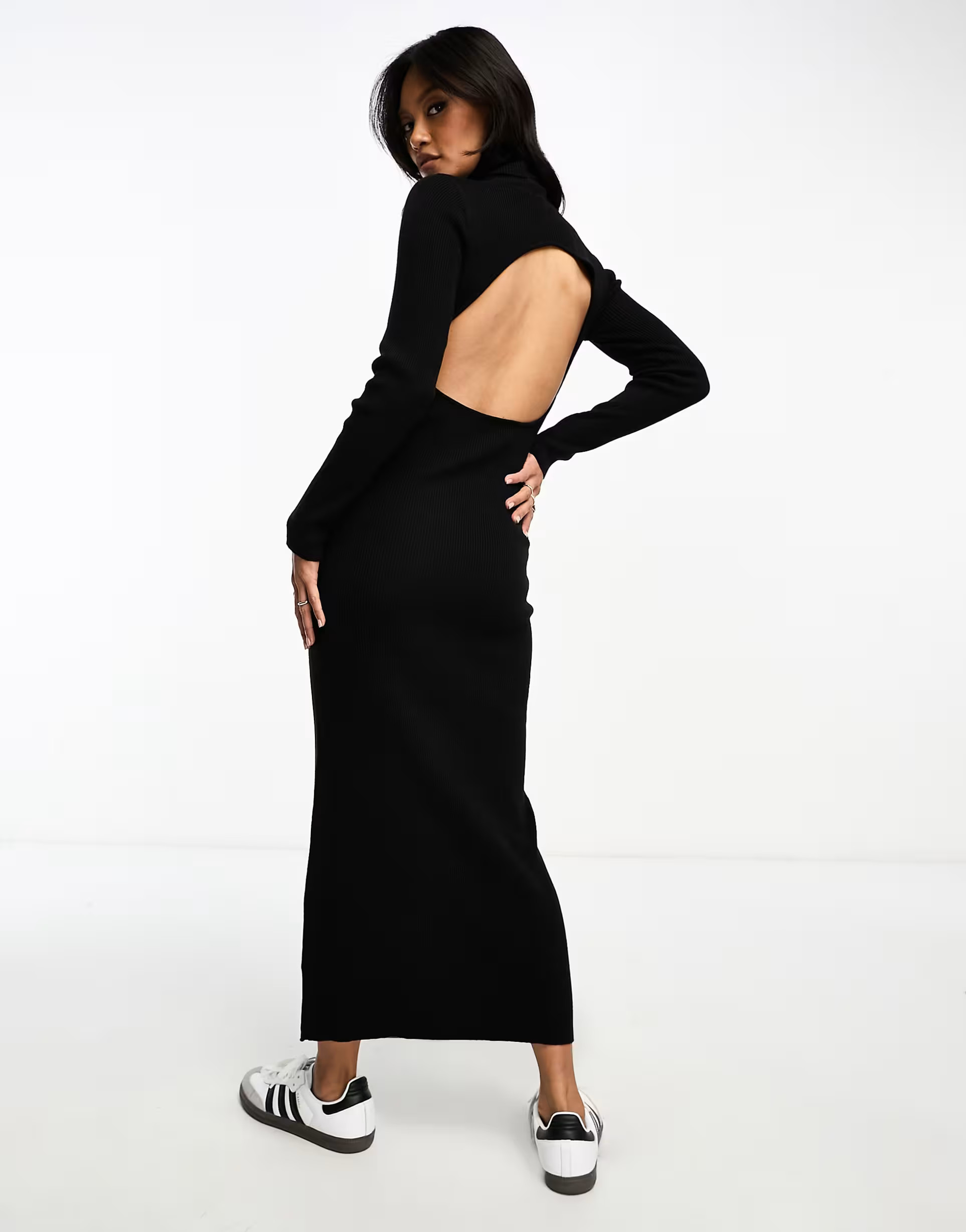 Stradivarius high neck knit dress in black | ASOS (Global)