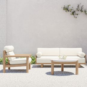 Cusco Outdoor Sofa (80"), Lounge Chair & Concrete Coffee Table (32") Set | West Elm (US)