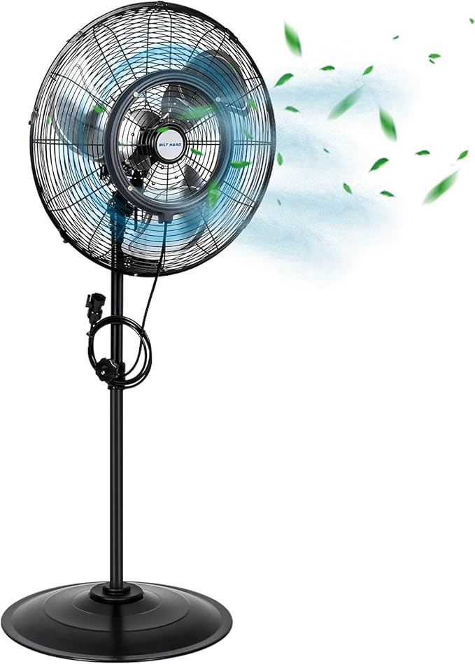 BILT HARD 20" Outdoor Pedestal Oscillating Misting Fan, 3-Speed High-Velocity Patio Misting Fans ... | Amazon (US)