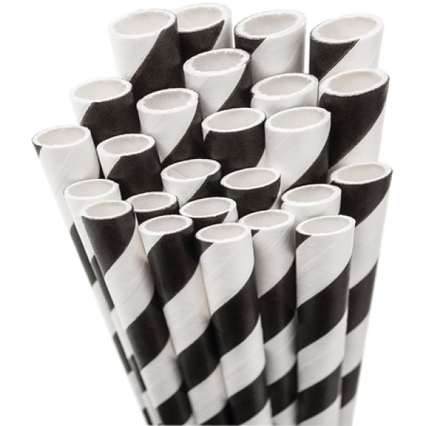1 Black Striped Straws - Personalized Wedding Striped Straw | ForYourParty.com