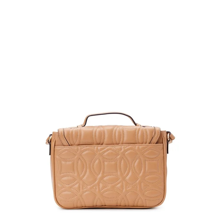 Time and Tru Women's Kate Flap Front Crossbody Handbag, Quilted Golden Honey | Walmart (US)