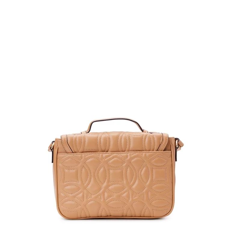 Time and Tru Women's Kate Flap Front Crossbody Handbag, Quilted Golden Honey | Walmart (US)