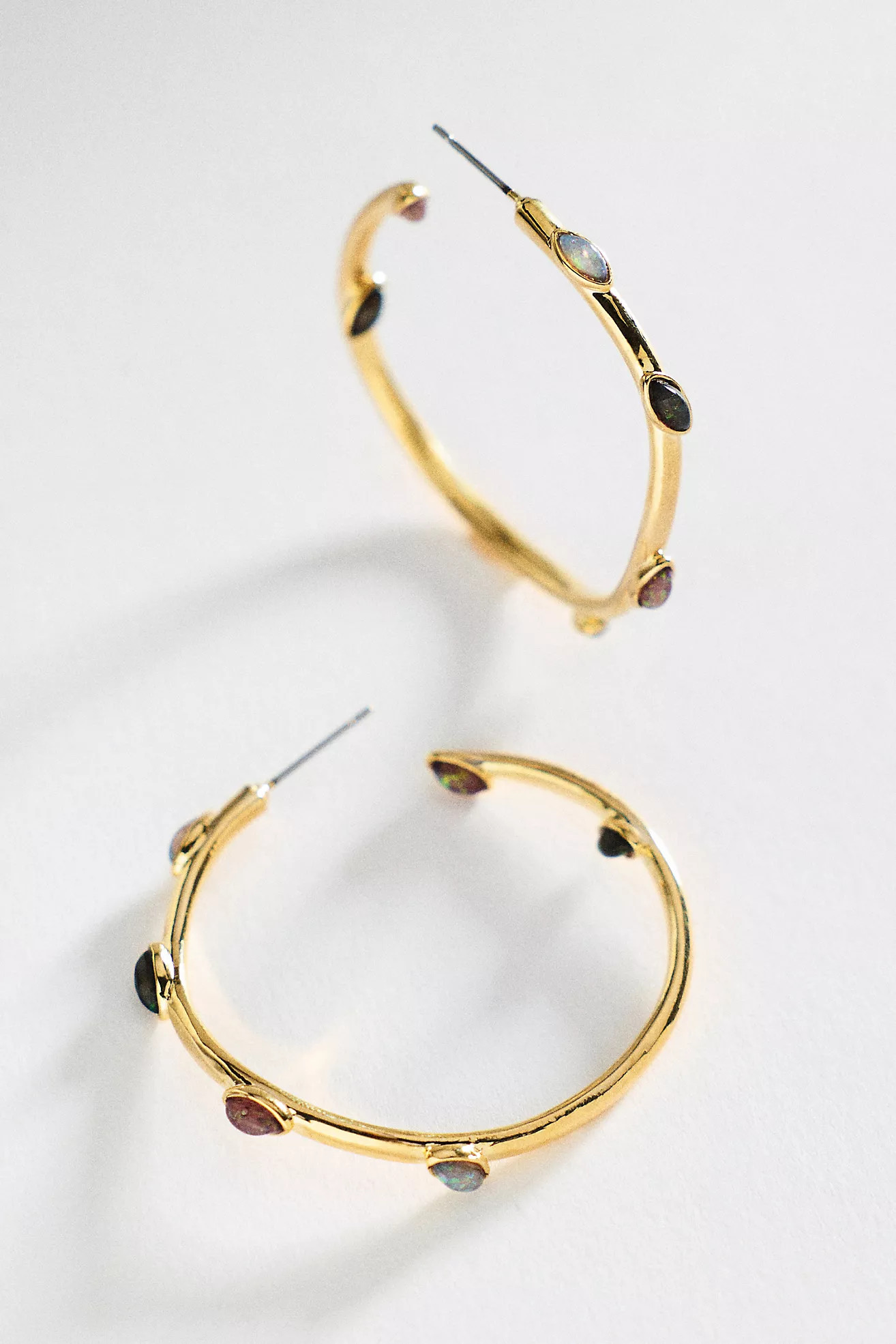 By Anthropologie Multi-Stone Large Hoop Earrings | Anthropologie (US)