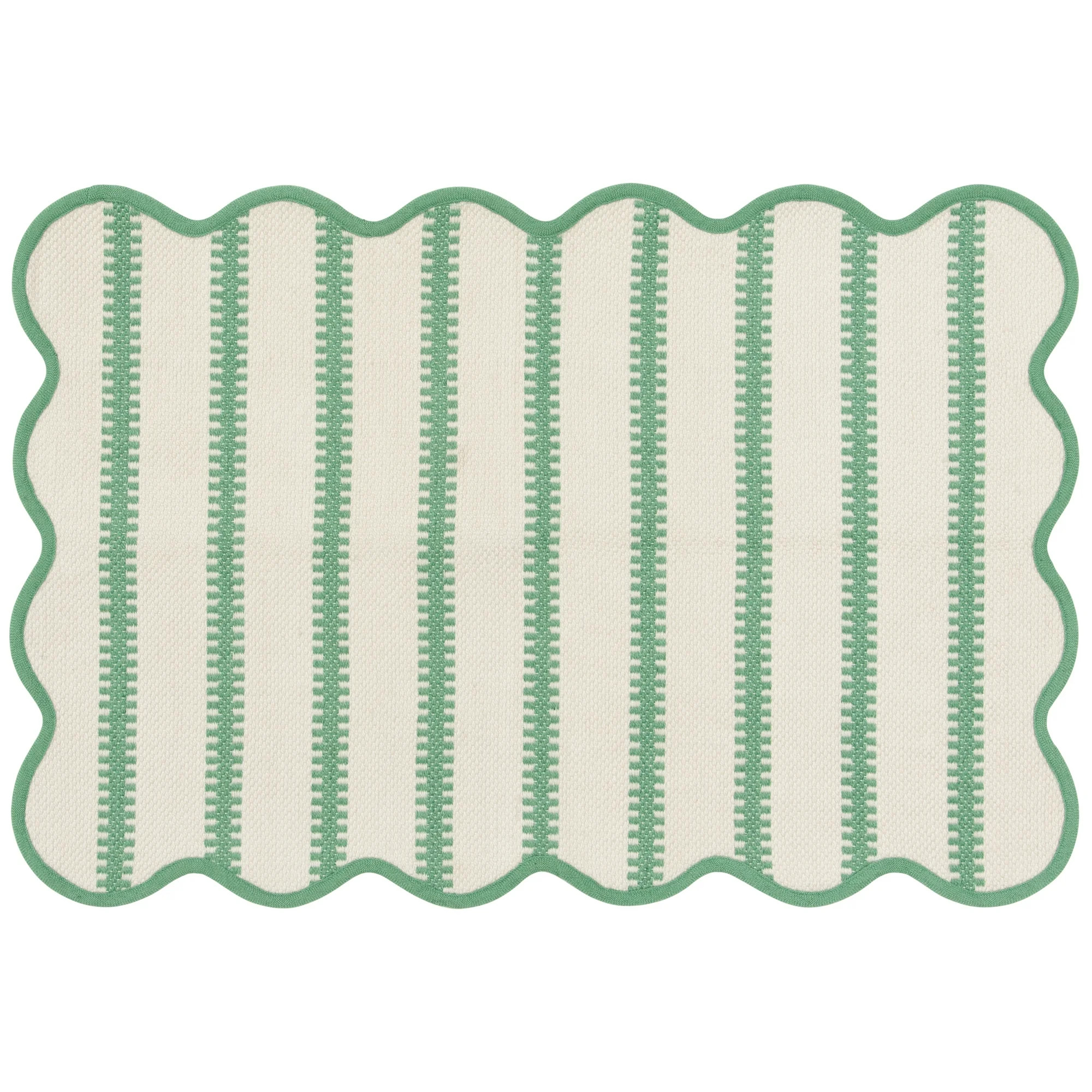 Mainstays by Becky G. & Alejandra Polyester Scallop Layering Rug, Green Stripe, 24" x 36" | Walmart (US)