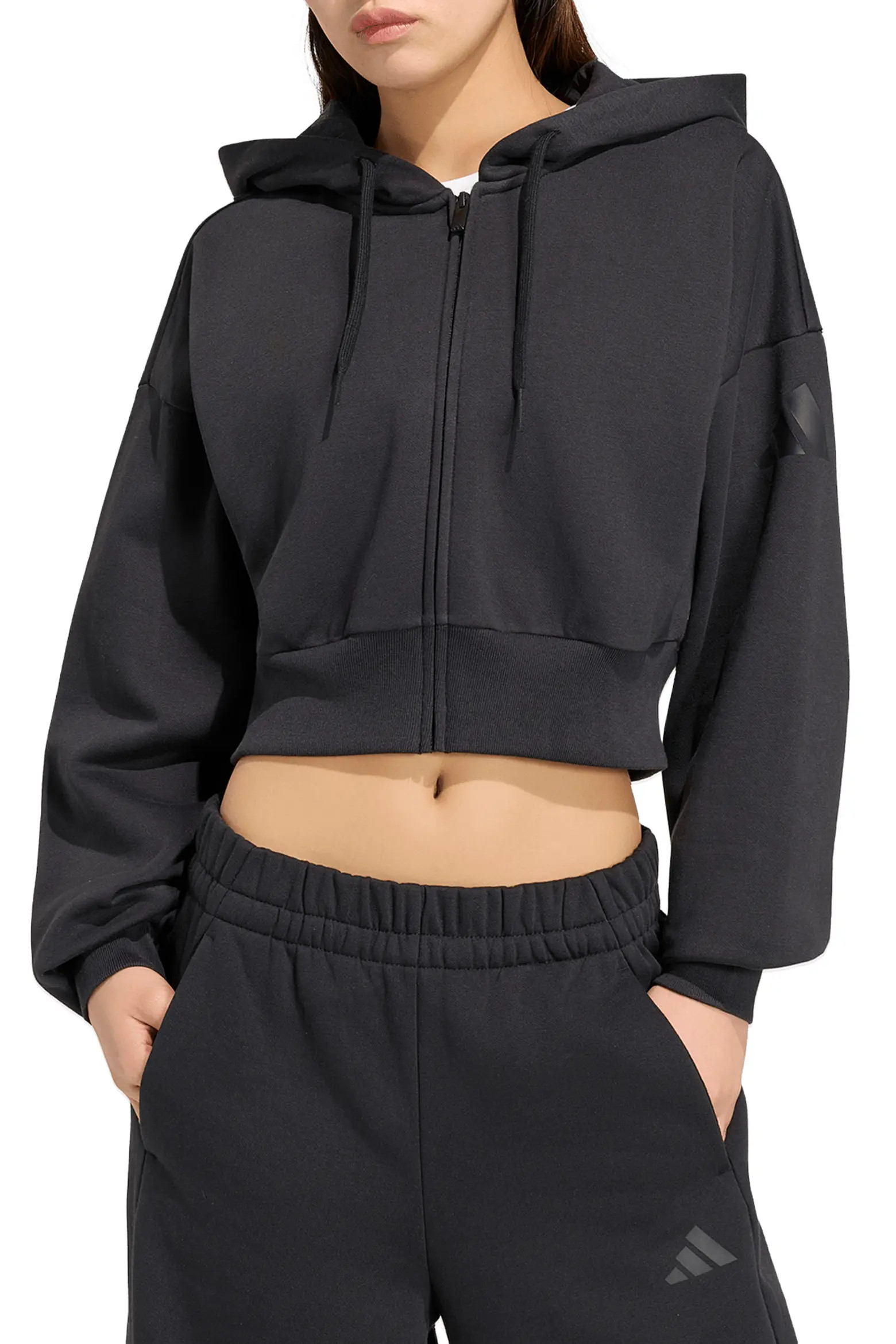 adidas Full Zip Cropped Fleece Hoodie (Women) | Nordstromrack | Nordstrom Rack