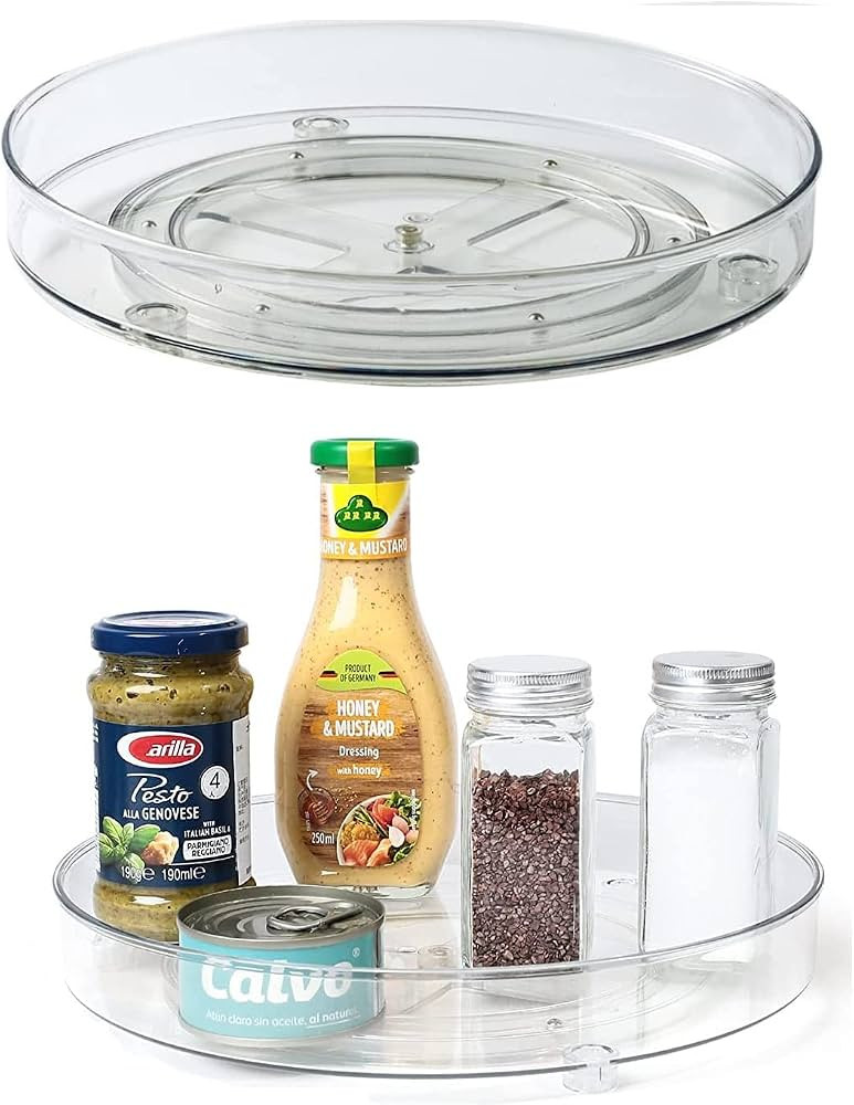 Clear Lazy Susan Organizer,9.2 inch Turntable Spice Rack,360 Rotating Turntable Organizer for Kit... | Amazon (US)