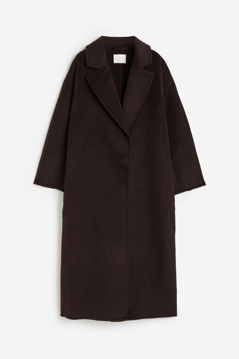 Wool-blend coat - Dark brown - Ladies | H&M GB | H&M (UK, MY, IN, SG, PH, TW, HK)