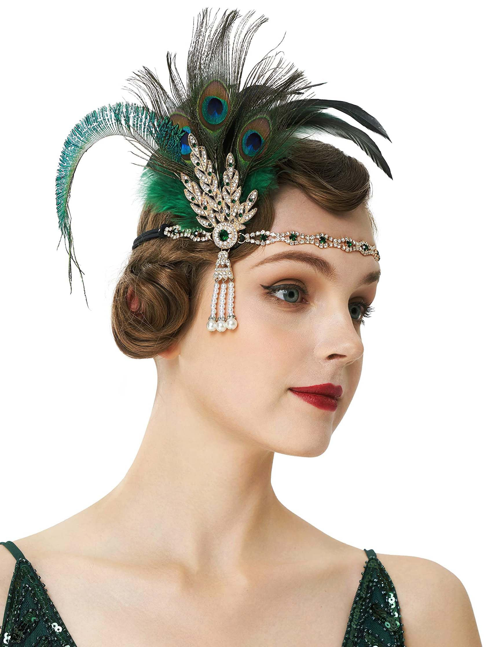 BABEYOND 1920s Flapper Headband Feather Headpiece Roaring 20s Gatsby Hair Accessories for Women (... | Amazon (US)