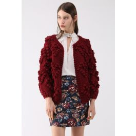 Knit Your Love Cardigan in Wine | Chicwish