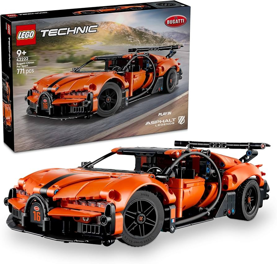LEGO Technic Bugatti Chiron Pur Sport Hypercar Toy - Race Car Model Kit w/a W16 Engine, Steering ... | Amazon (UK)