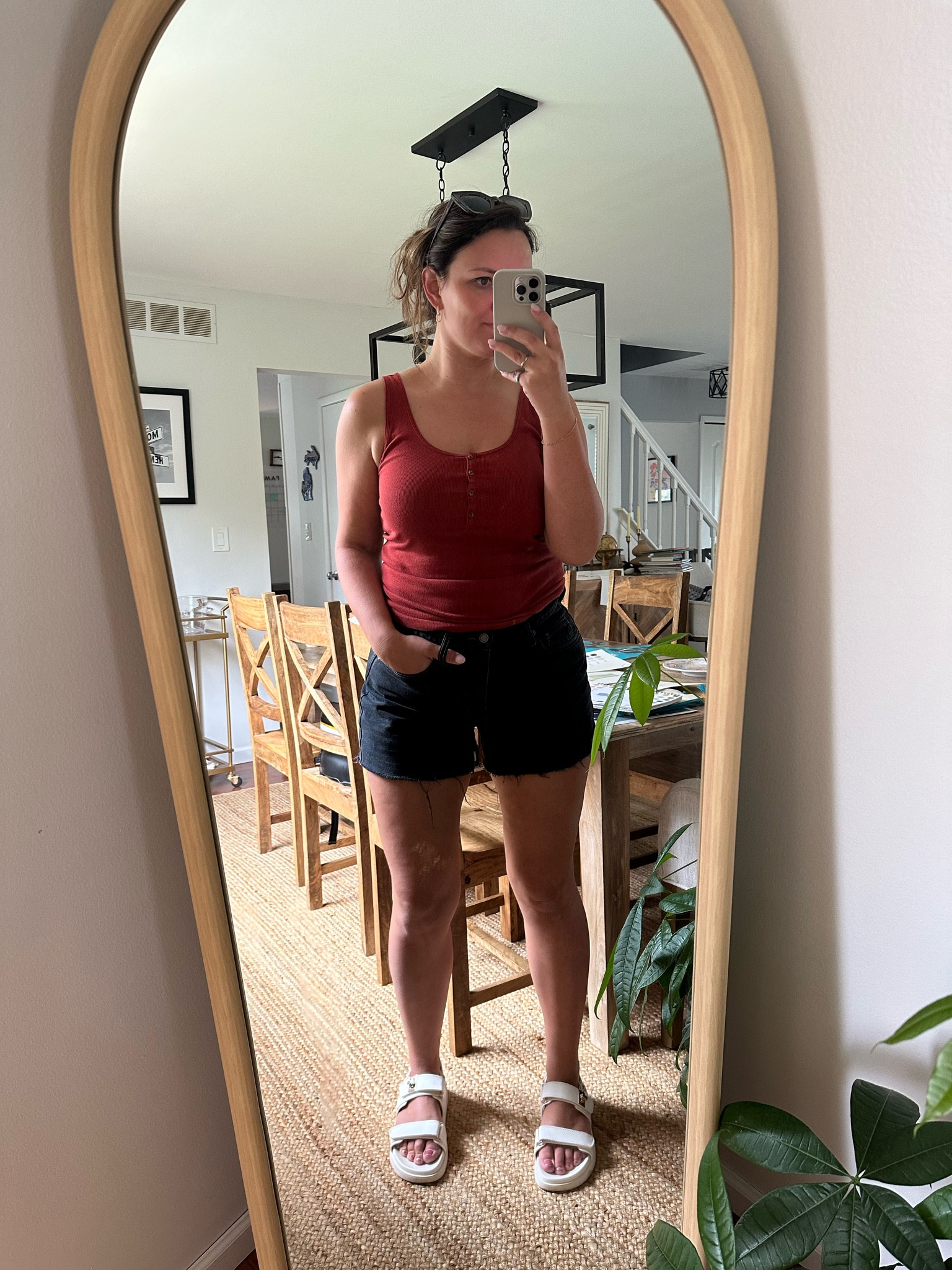 Found the most comfortable black jean shorts from Target! Love the length and fit of these- comparable to Abercrombie! 🥳