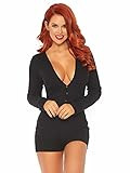 Leg Avenue Women's Plus Size Ribbed Long Johns Romper with Cheeky Back Flap, Black, X-Large | Amazon (US)