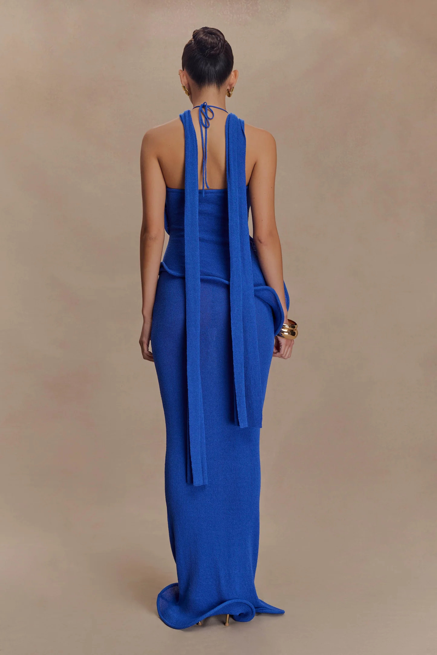 Halter Knit Maxi Dress - Cobalt | MESHKI US