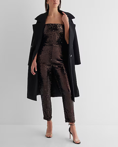 Faux Wool Double Breasted Signature Wrap Coat | Express