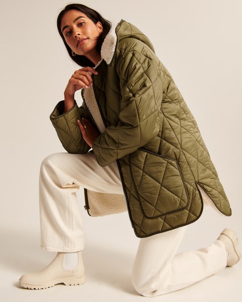 Women's Quilted Sherpa Liner Jacket | Women's | Abercrombie.com | Abercrombie & Fitch (US)