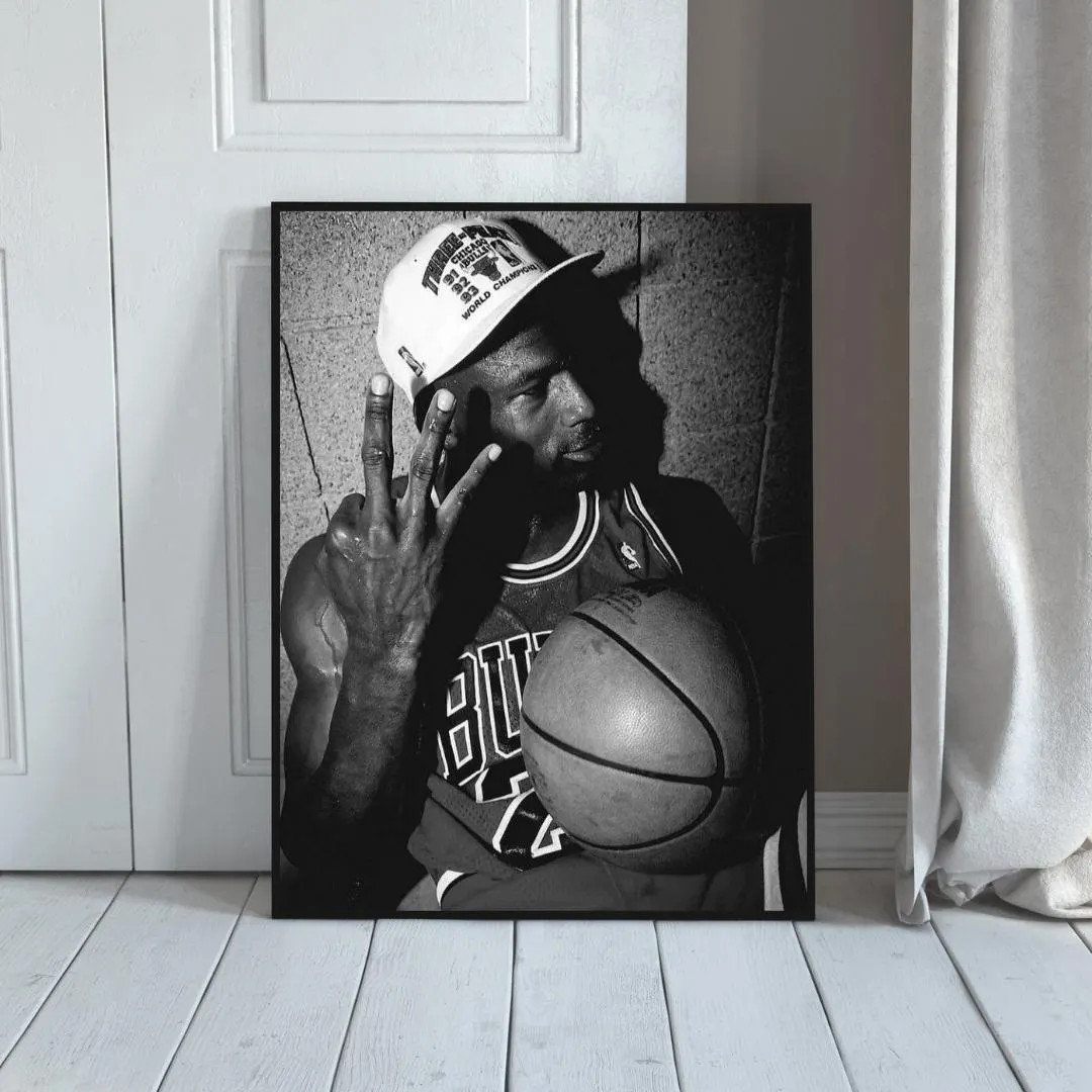 Michael Jordan Poster, Black and White Basketball Wall Art, Minimalist Sports Print, NBA Legend D... | Etsy (US)
