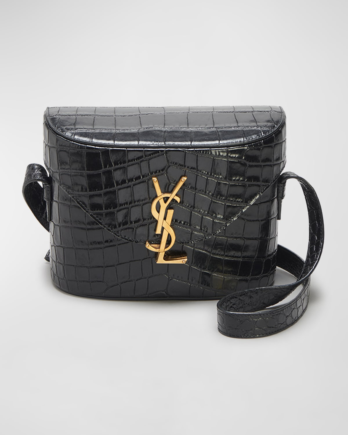 June Box YSL Crossbody Bag in Croc-Embossed Leather | Neiman Marcus