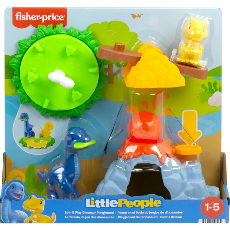 Fisher-Price Little People Spin & Play Dinosaur Playground Toddler Playset, 6 Pieces | Walmart (US)