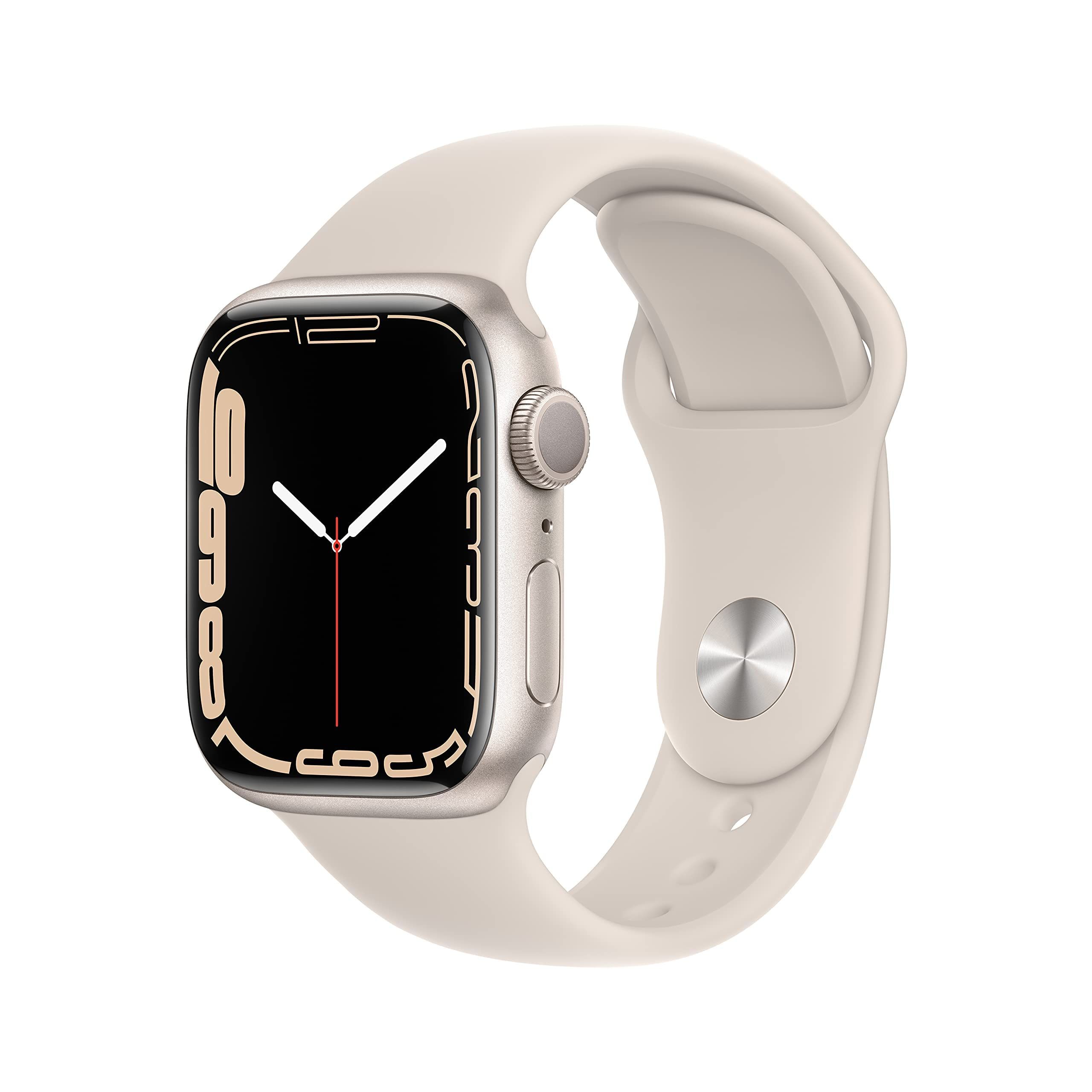 Apple Watch Series 7 (GPS, 41mm) Starlight Aluminum Case with Starlight Sport Band, Regular (Renewed | Amazon (US)