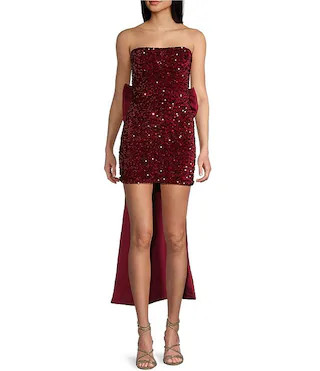 Allison & Kelly Strapless Sequin Back Bow Dress | Dillard's | Dillard's
