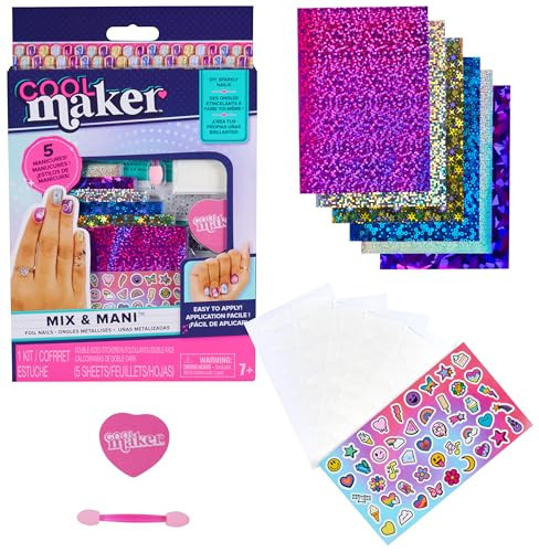 Cool Maker, Mix & Mani Foil Nail Kit with 6 Sheets & Stickers for 5 DIY Manicures (Packaging May Vary), Gifts & Stocking Stuffers for Girls Ages 7 and up | Amazon (US)