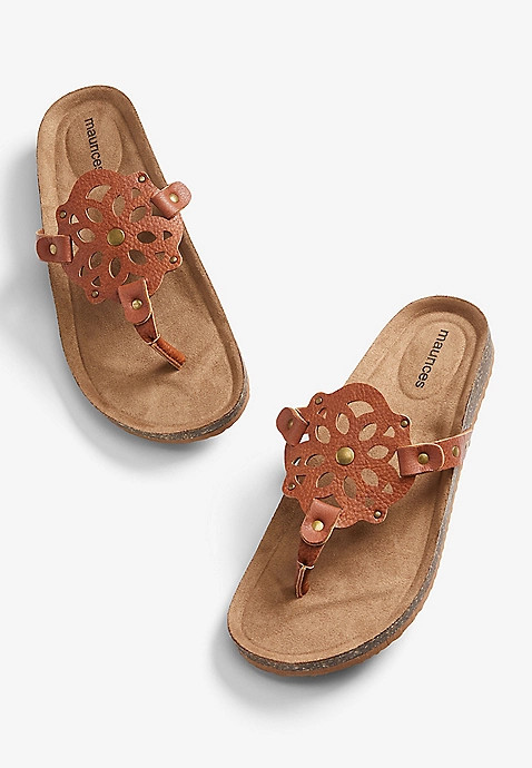 Vanessa Cognac Medallion Footbed Sandal | Maurices