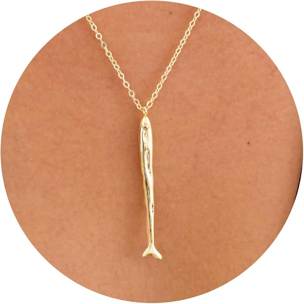 Gold Necklace for Women-14K Gold Plated Dragon,Shell, Palm Tree, Seahorse, Conch Shell,Sardines, ... | Amazon (US)