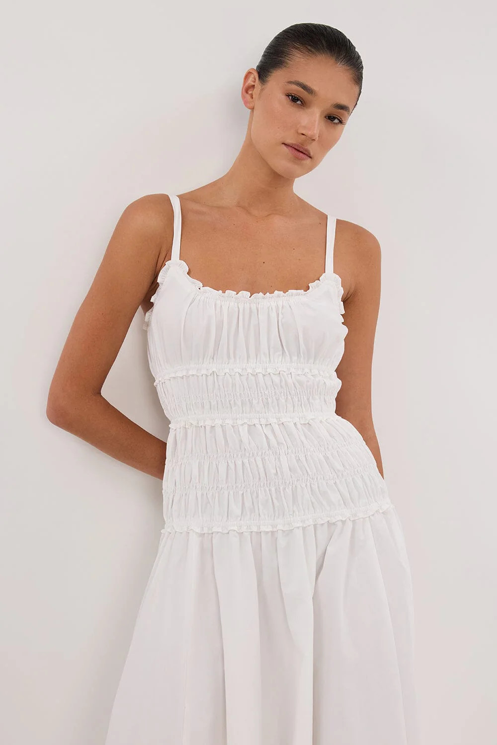 TOBY WHITE COTTON MIDI DRESS | DISSH