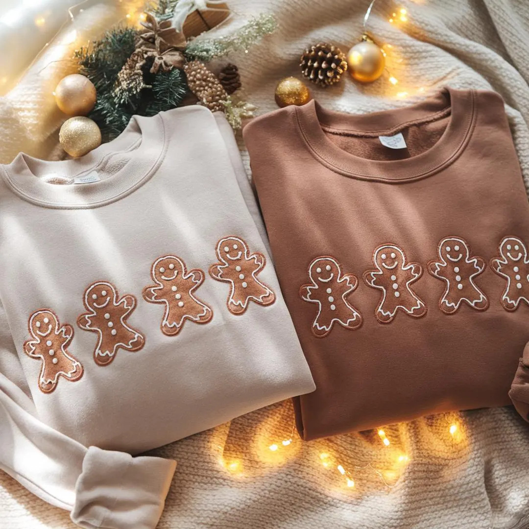 Embroidered Gingerbread Christmas Sweatshirt: Festive Holiday Outfit - Etsy | Etsy (US)