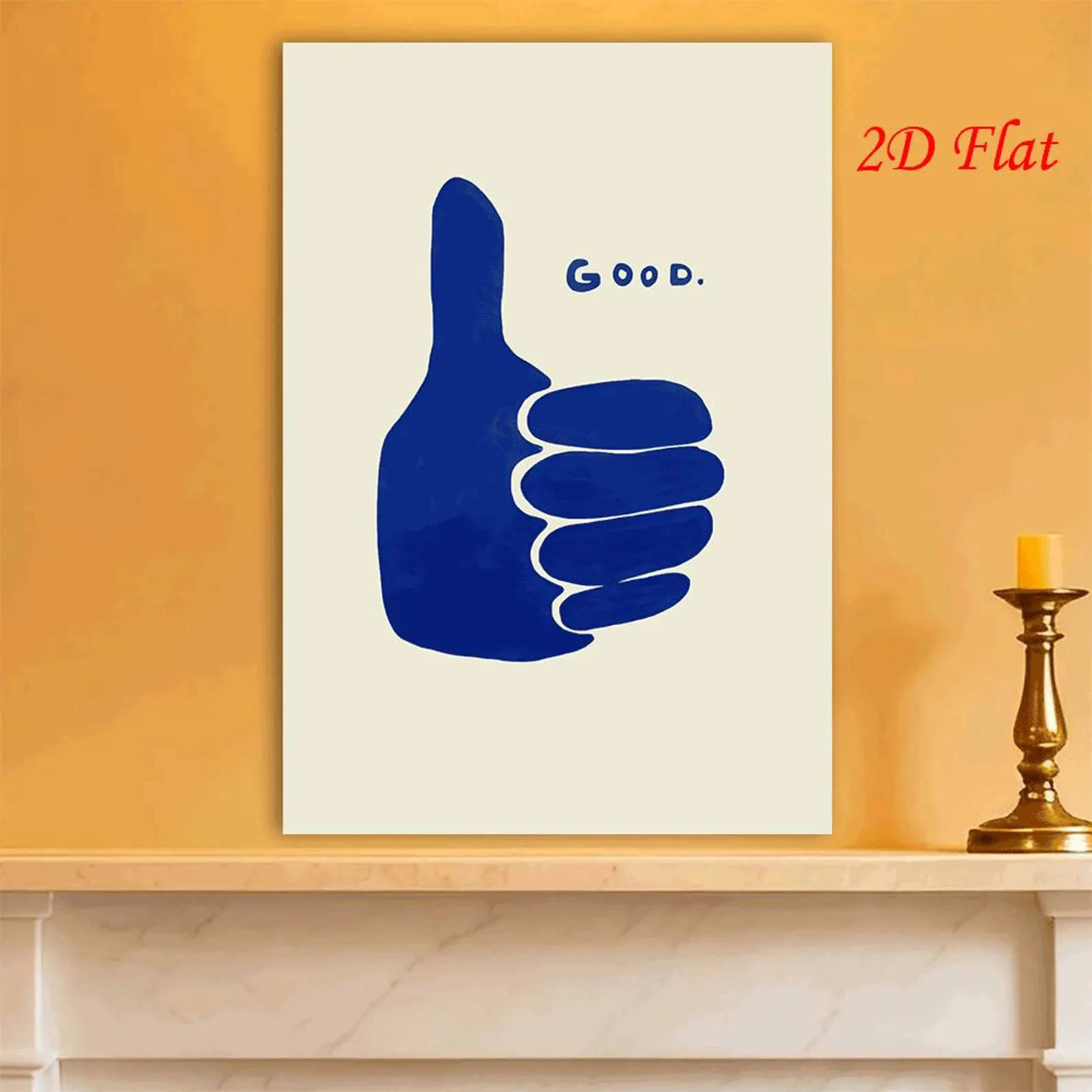 Good Thumbs Up Blue Wall Art Print, Minimalist Motivational Quote Decor, Modern Typography Living... | Etsy (Global)