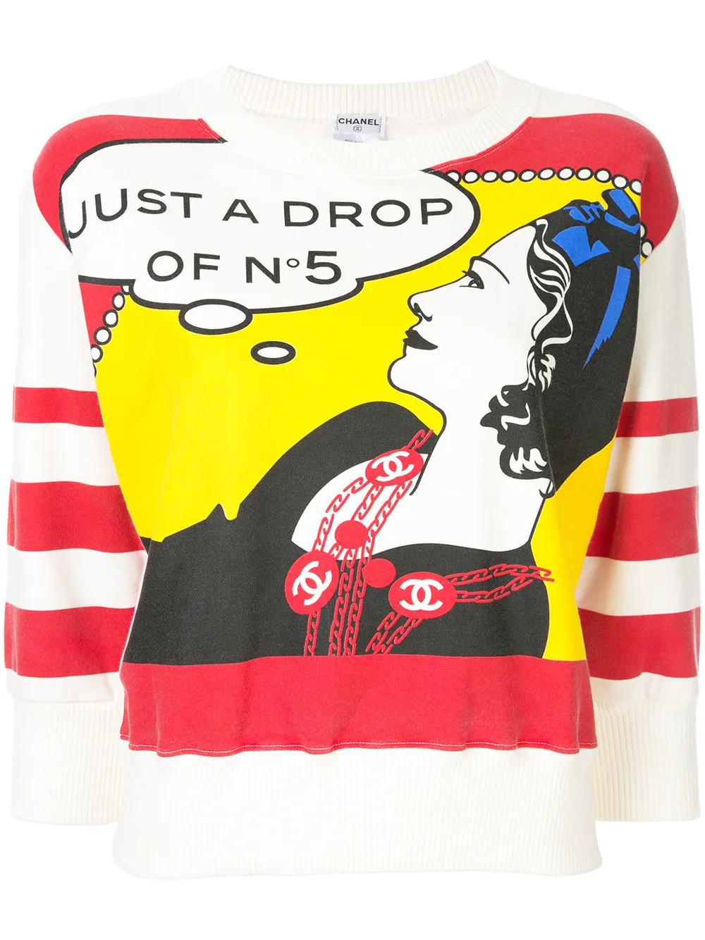 CHANEL Pre-Owned graphic-print sweatshirt - White | Farfetch Global